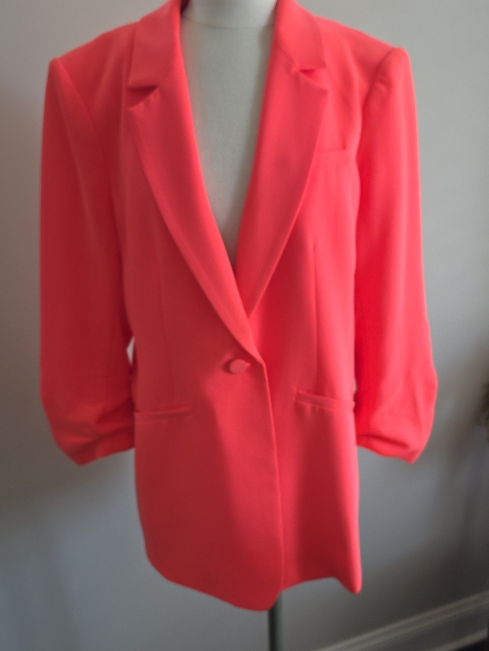cinq a sept Neon Coral Single-Button Blazer